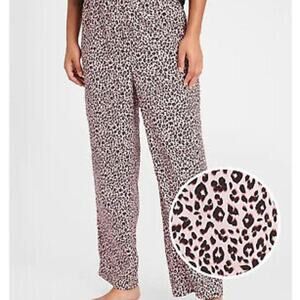 Banana Republic Women Pajama Bottom Pink Leopard Size Small